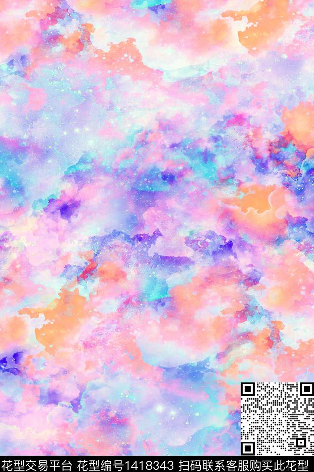 炫彩肌理水彩数码印花华亿平台下载（图片编号: 1418343） - 瓦栏（Walan）