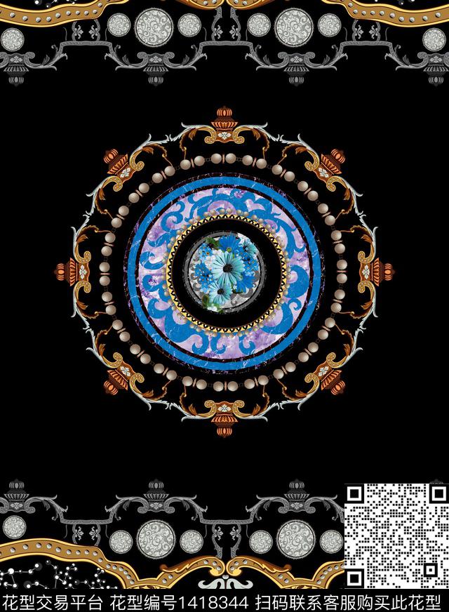 几何简约复古数码印花华亿平台下载（图片编号: 1418344） - 瓦栏（Walan）