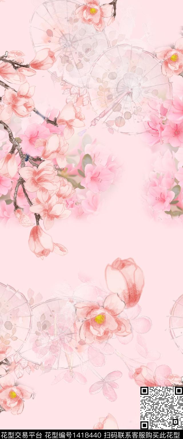 旗袍小清新中国风数码印花华亿平台下载（图片编号: 1418440） - 瓦栏（Walan）