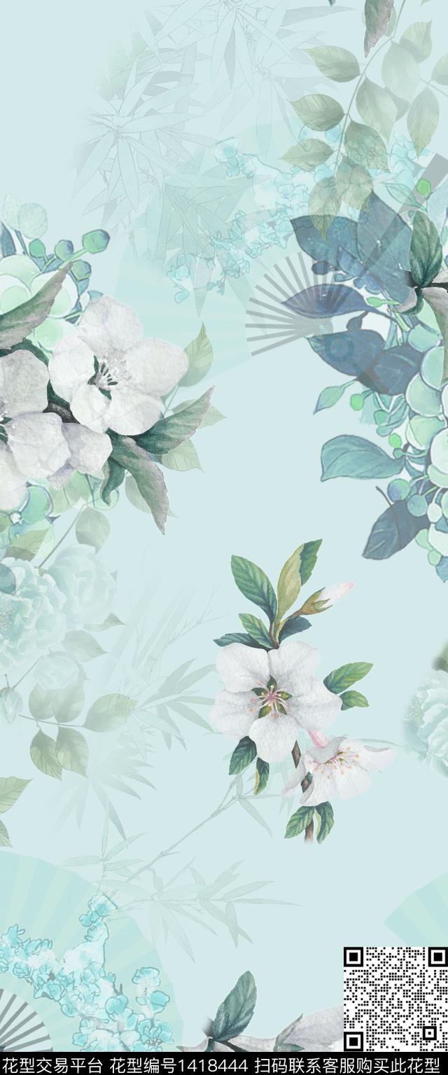 旗袍小清新中国风数码印花华亿平台下载（图片编号: 1418444） - 瓦栏（Walan）