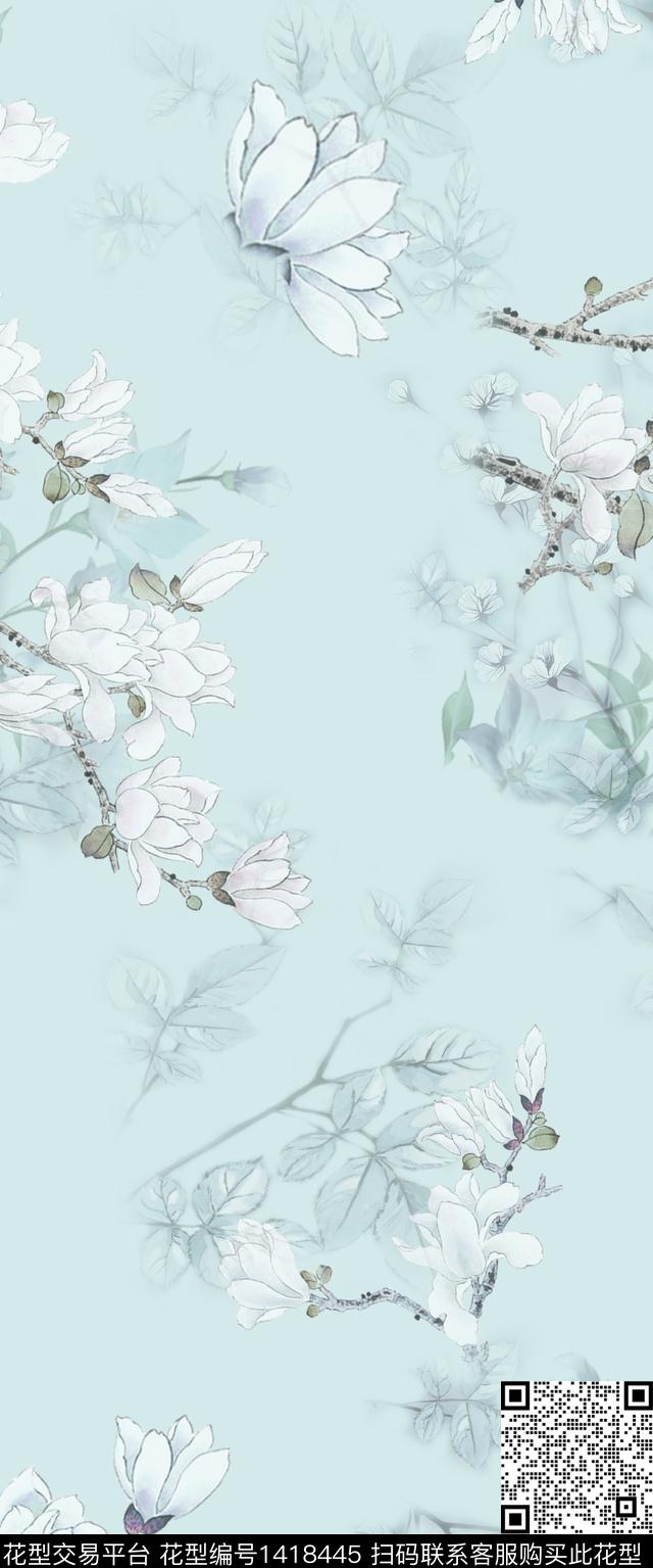 旗袍小清新中国风数码印花华亿平台下载（图片编号: 1418445） - 瓦栏（Walan）