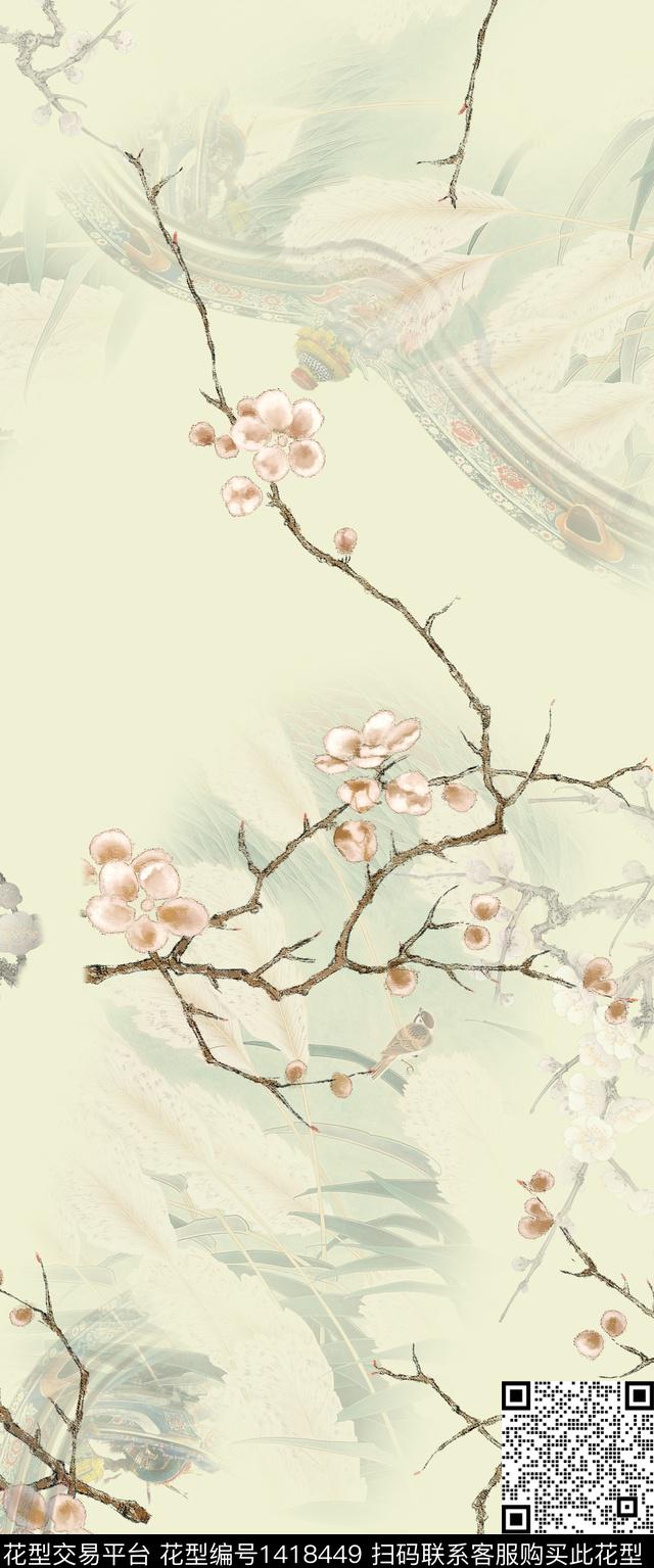 旗袍小清新中国风数码印花华亿平台下载（图片编号: 1418449） - 瓦栏（Walan）