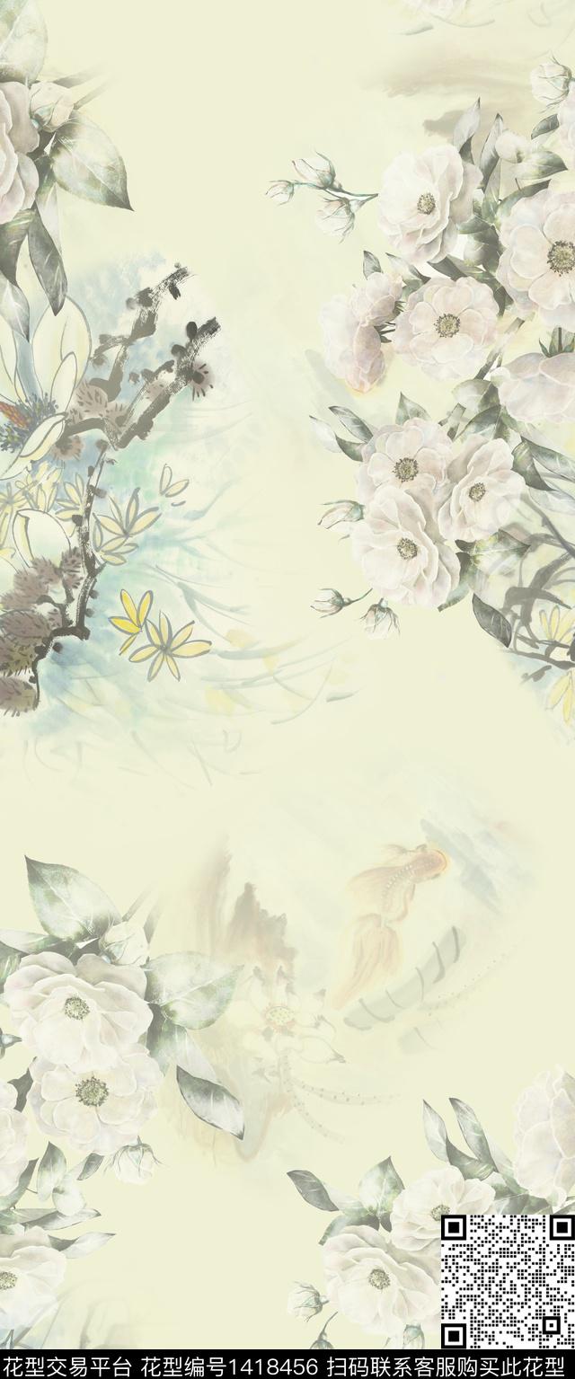 旗袍小清新中国风数码印花华亿平台下载（图片编号: 1418456） - 瓦栏（Walan）