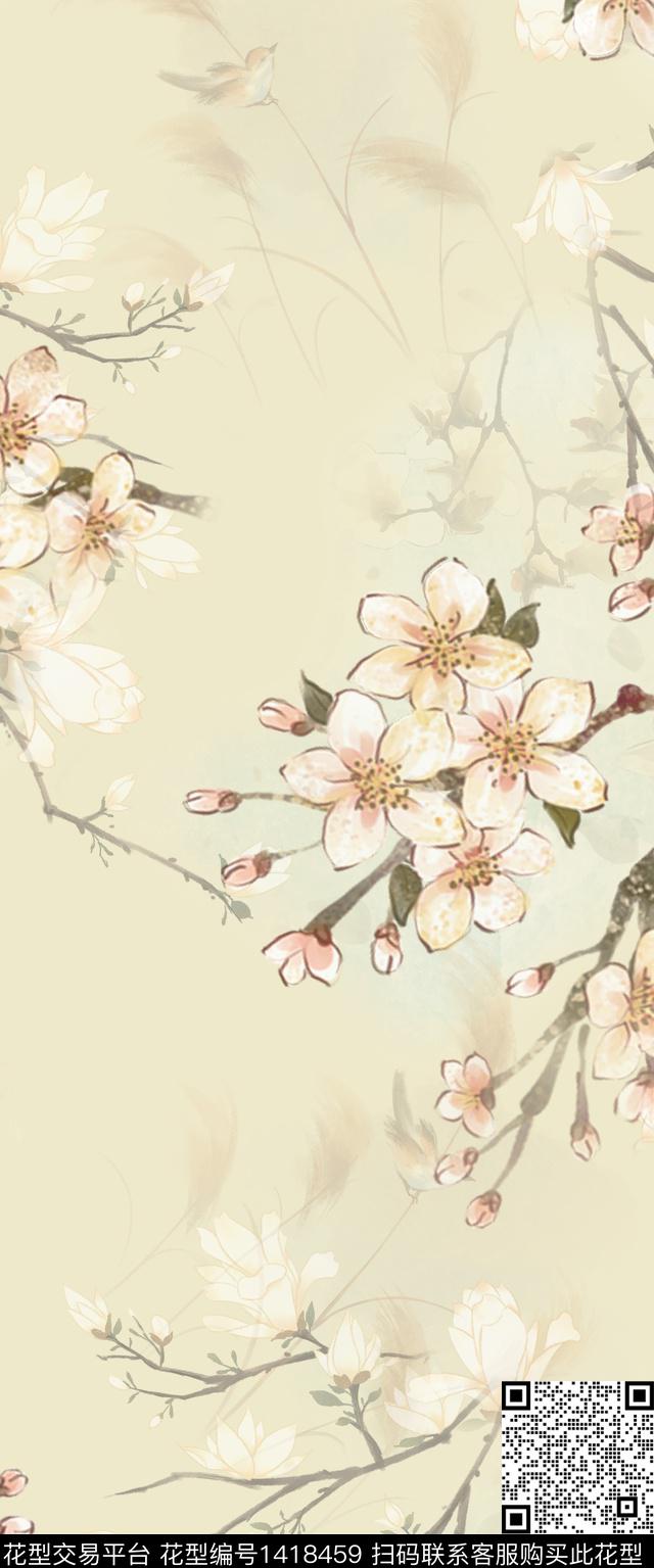 旗袍小清新中国风数码印花华亿平台下载（图片编号: 1418459） - 瓦栏（Walan）