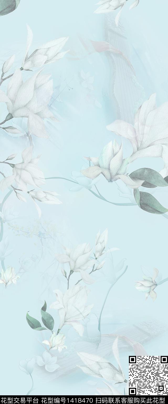 旗袍小清新中国风数码印花华亿平台下载（图片编号: 1418470） - 瓦栏（Walan）