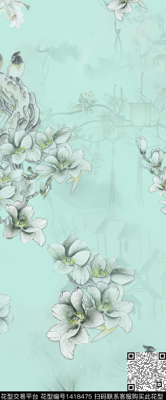 旗袍小清新中国风数码印花华亿平台下载（图片编号: 1418475） - 瓦栏（Walan）