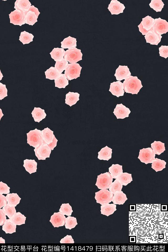 抽象花卉真丝绿植树叶数码印花华亿平台下载（图片编号: 1418479） - 瓦栏（Walan）