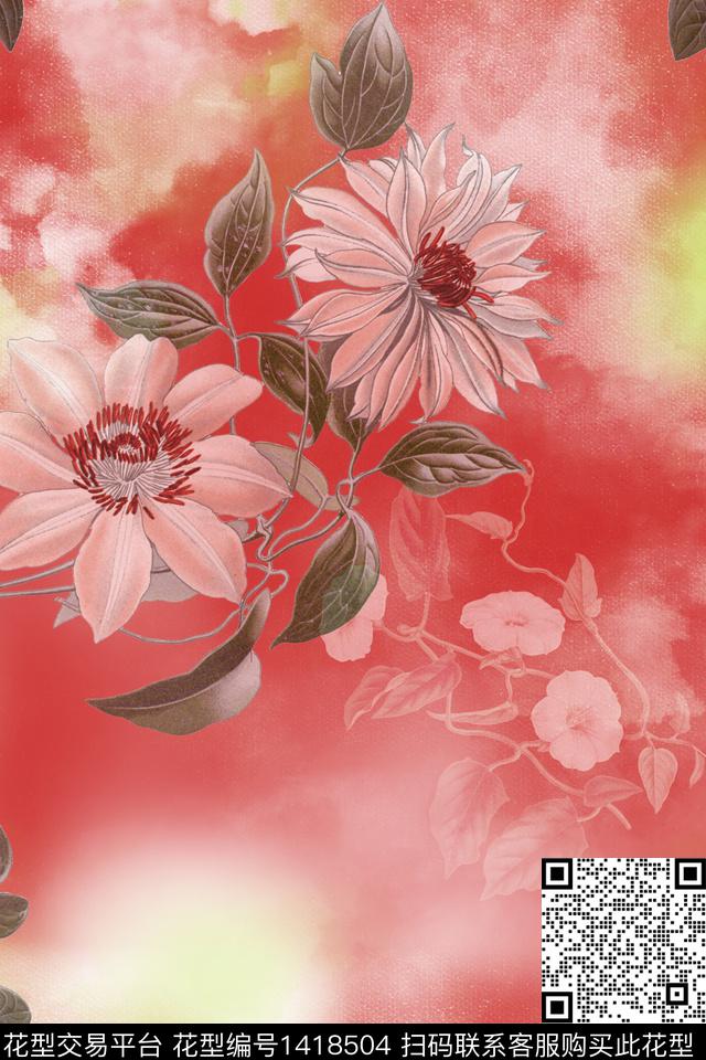 民族花卉真丝中老年数码印花华亿平台下载（图片编号: 1418504） - 瓦栏（Walan）