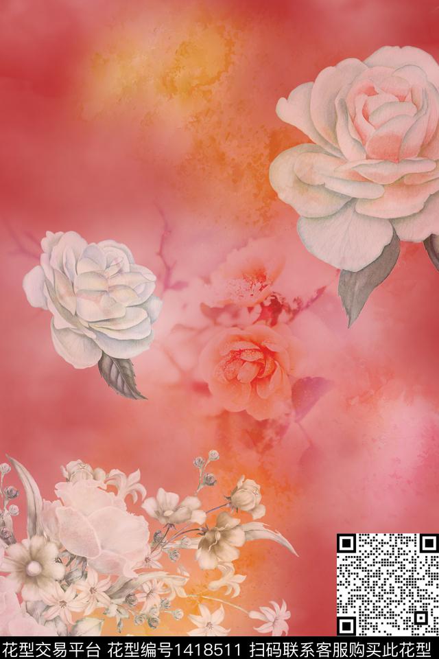 民族花卉真丝中老年数码印花华亿平台下载（图片编号: 1418511） - 瓦栏（Walan）