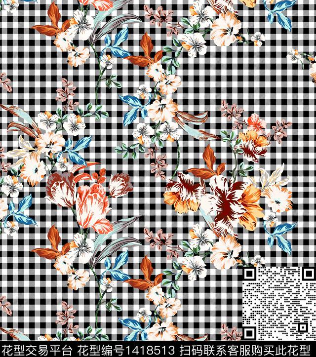 扎染华亿平台大牌风小碎花数码印花华亿平台下载（图片编号: 1418513） - 瓦栏（Walan）