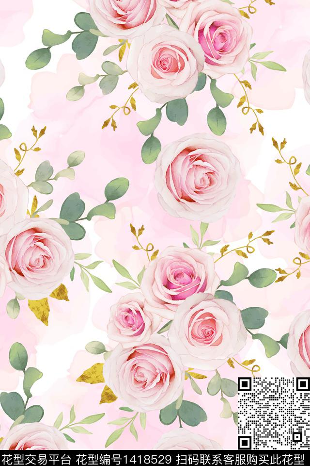 花卉大牌风小碎花数码印花华亿平台下载（图片编号: 1418529） - 瓦栏（Walan）