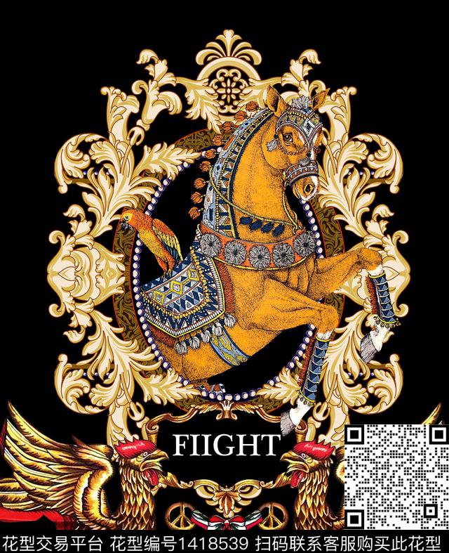 动物头数码定位花春夏华亿平台数码印花华亿平台下载（图片编号: 1418539） - 瓦栏（Walan）