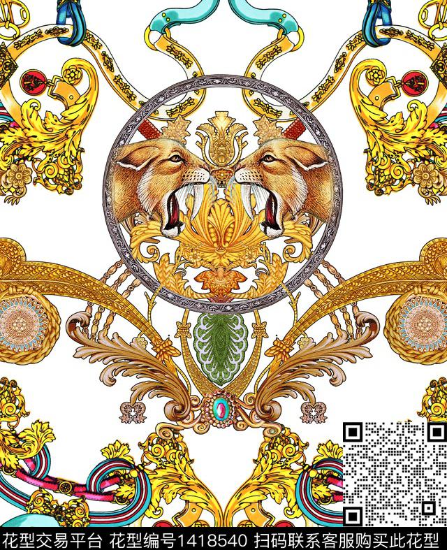 动物头数码定位花春夏华亿平台数码印花华亿平台下载（图片编号: 1418540） - 瓦栏（Walan）