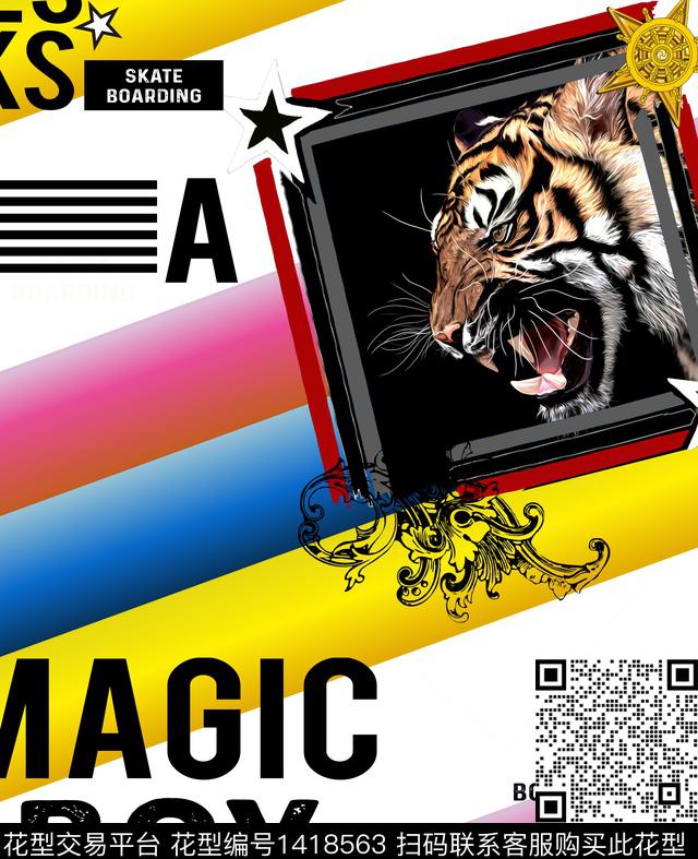 春夏华亿平台大牌男装老虎数码印花华亿平台下载（图片编号: 1418563） - 瓦栏（Walan）