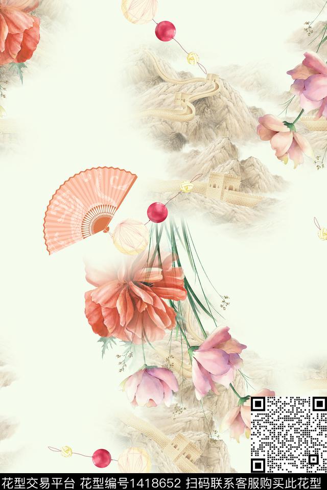 连衣裙花卉旗袍传统印花华亿平台下载（图片编号: 1418652） - 瓦栏（Walan）