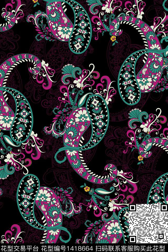 佩斯利大牌风秋冬华亿平台传统印花华亿平台下载（图片编号: 1418664） - 瓦栏（Walan）