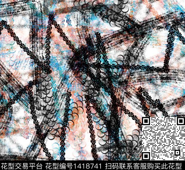 几何数码华亿平台扎染华亿平台数码印花华亿平台下载（图片编号: 1418741） - 瓦栏（Walan）