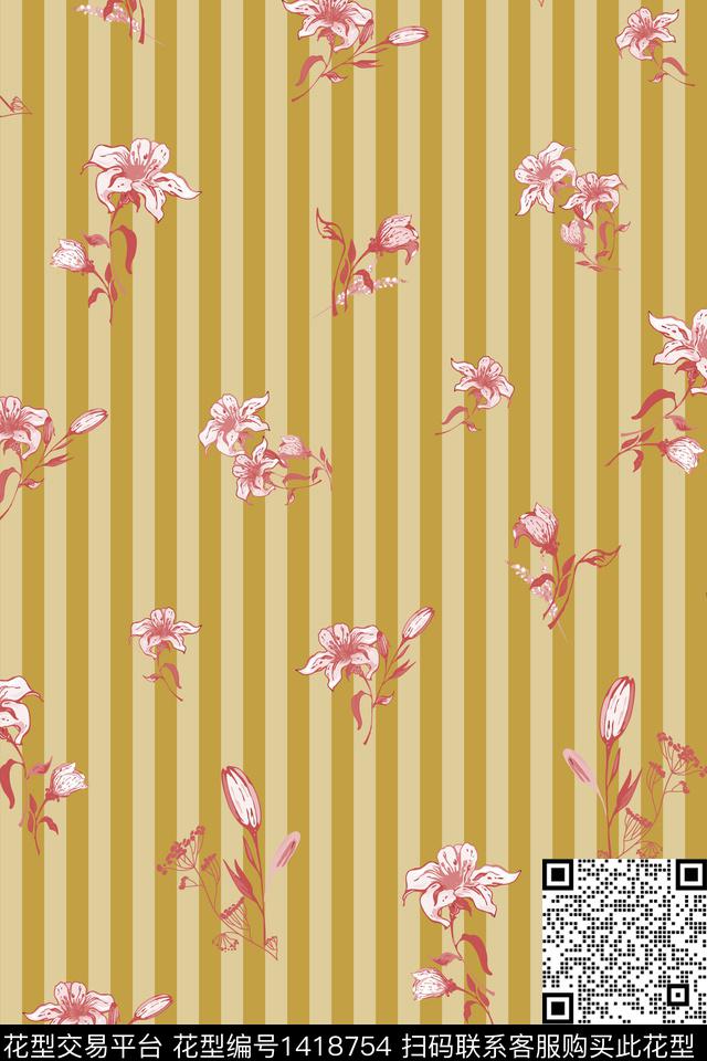 条格简约复古数码印花华亿平台下载（图片编号: 1418754） - 瓦栏（Walan）