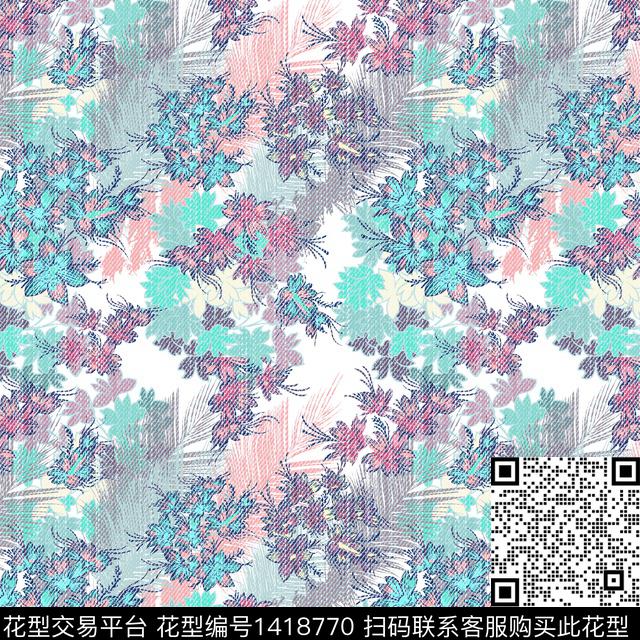 花卉热带华亿平台小碎花数码印花华亿平台下载（图片编号: 1418770） - 瓦栏（Walan）