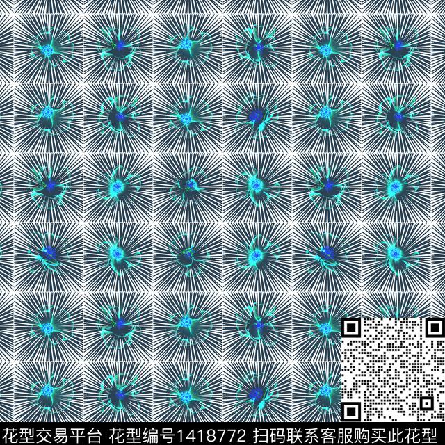 几何花卉大牌风数码印花华亿平台下载（图片编号: 1418772） - 瓦栏（Walan）