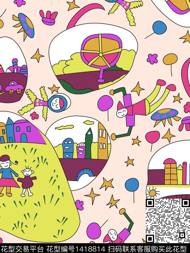 朋克涂鸦动漫数码印花华亿平台下载（图片编号: 1418814） - 瓦栏（Walan）