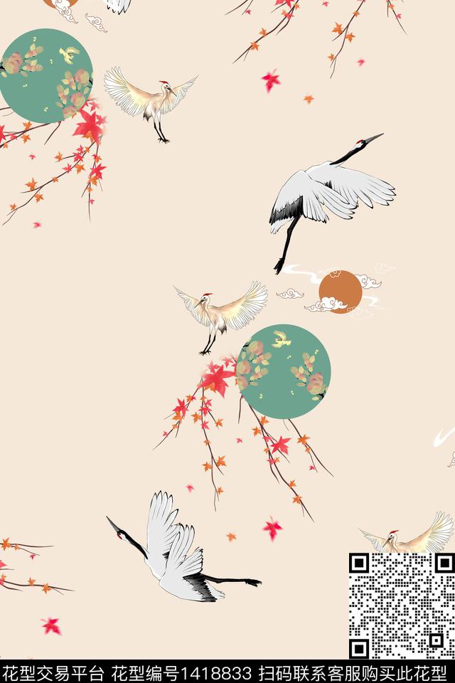 连衣裙花卉旗袍传统印花华亿平台下载（图片编号: 1418833） - 瓦栏（Walan）