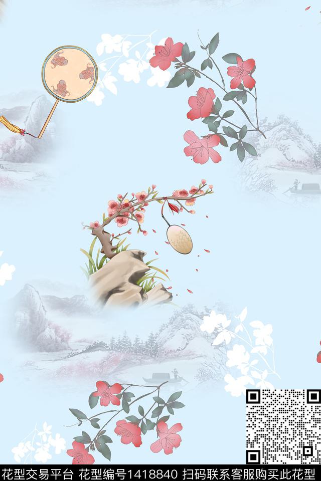 连衣裙花卉旗袍传统印花华亿平台下载（图片编号: 1418840） - 瓦栏（Walan）