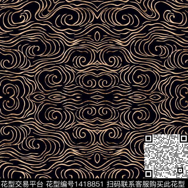 简约复古花卉数码印花华亿平台下载（图片编号: 1418851） - 瓦栏（Walan）