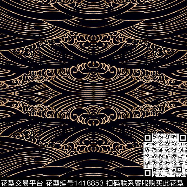 几何简约复古数码印花华亿平台下载（图片编号: 1418853） - 瓦栏（Walan）