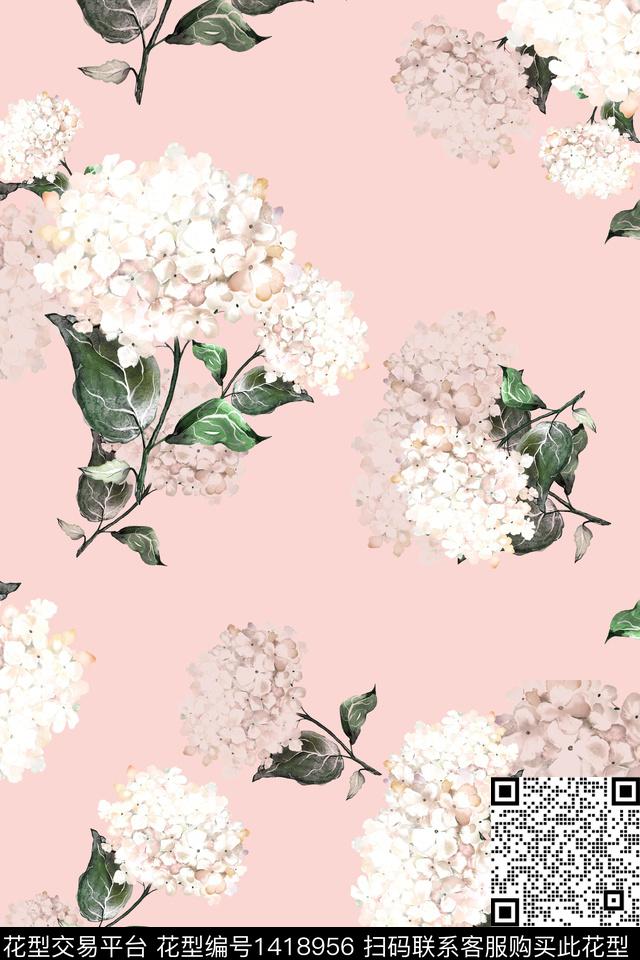 清爽底花卉花卉大牌风数码印花华亿平台下载（图片编号: 1418956） - 瓦栏（Walan）