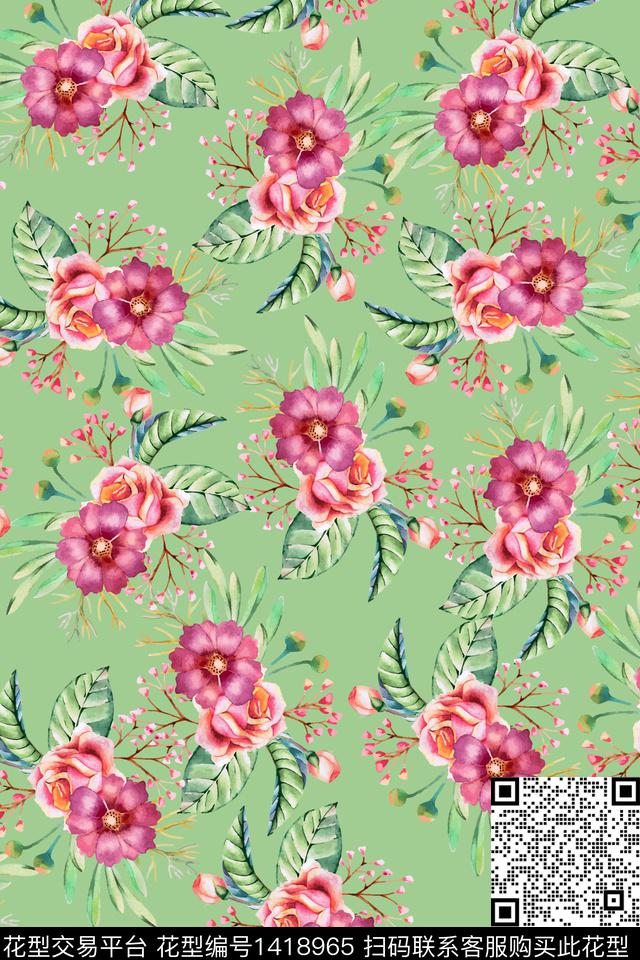 花卉年轻女性小碎花数码印花华亿平台下载（图片编号: 1418965） - 瓦栏（Walan）