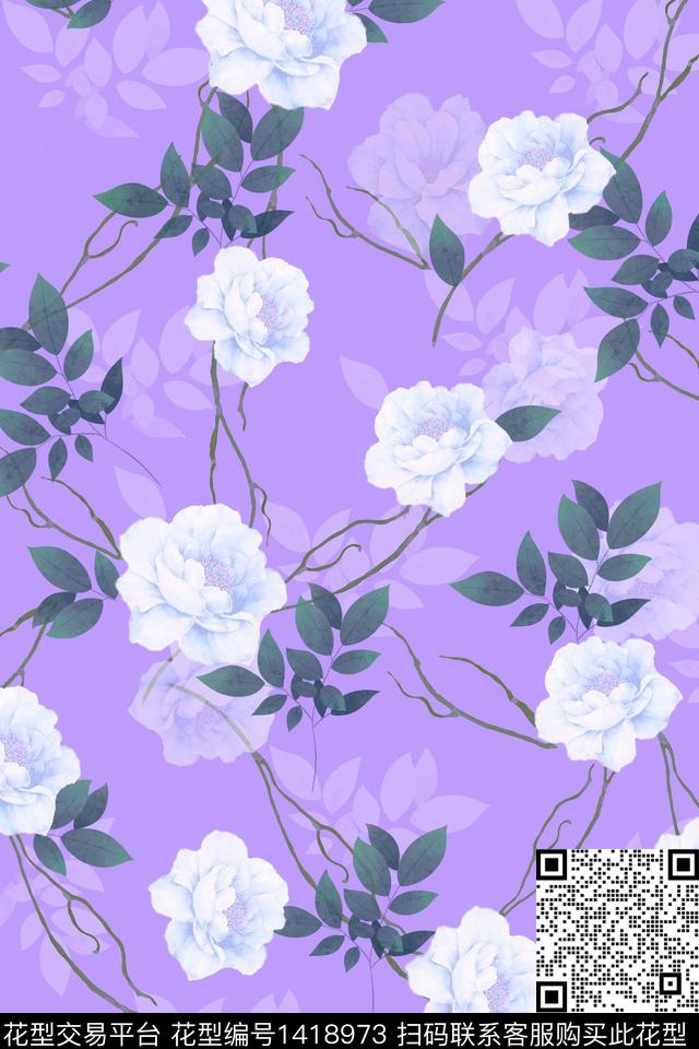 花卉年轻女性小碎花数码印花华亿平台下载（图片编号: 1418973） - 瓦栏（Walan）