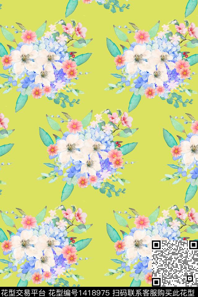 花卉年轻女性小碎花数码印花华亿平台下载（图片编号: 1418975） - 瓦栏（Walan）