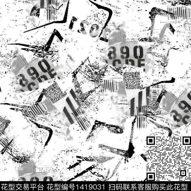 几何时尚字母数码印花华亿平台下载（图片编号: 1419031） - 瓦栏（Walan）