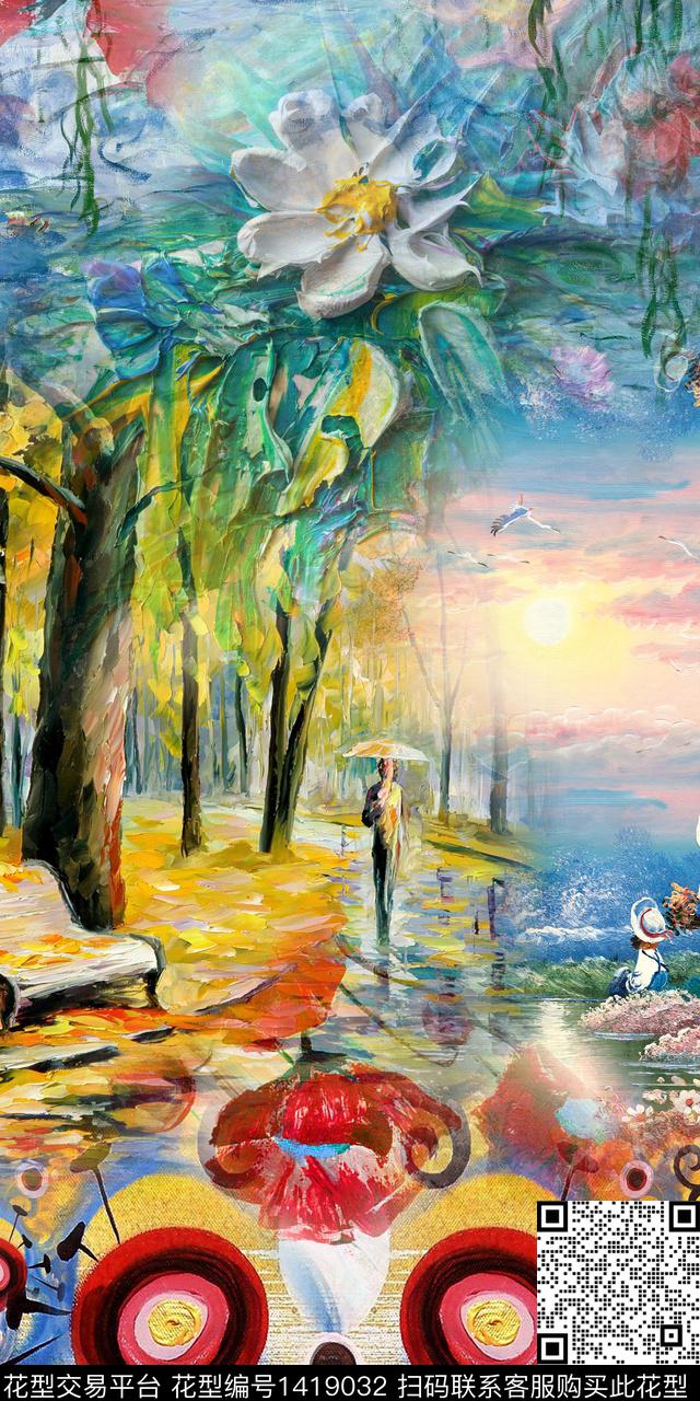 定位花油画华亿平台数码印花华亿平台下载（图片编号: 1419032） - 瓦栏（Walan）