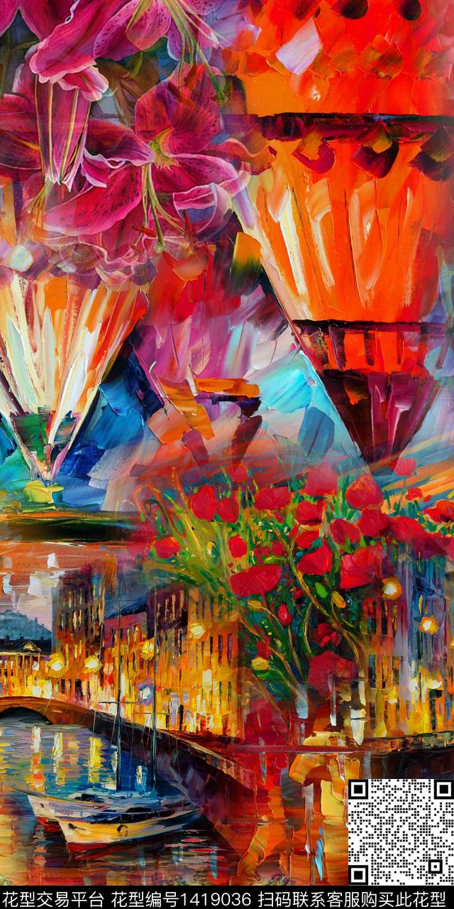定位花油画华亿平台数码印花华亿平台下载（图片编号: 1419036） - 瓦栏（Walan）