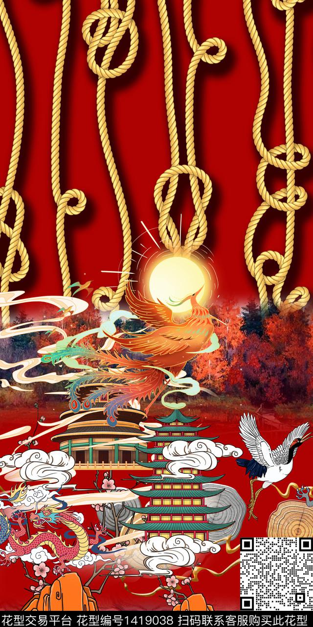 定位花花卉中国风数码印花华亿平台下载（图片编号: 1419038） - 瓦栏（Walan）