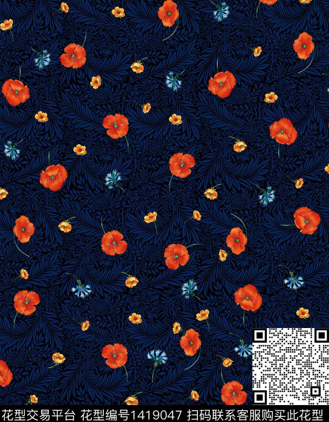 花卉棉麻秋冬华亿平台数码印花华亿平台下载（图片编号: 1419047） - 瓦栏（Walan）