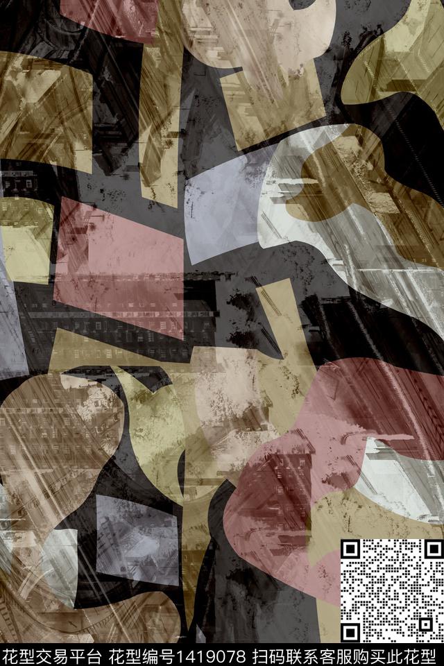 几何简约字母数码印花华亿平台下载（图片编号: 1419078） - 瓦栏（Walan）