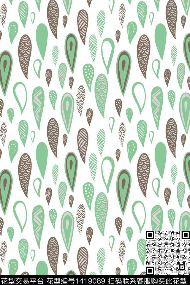 年轻女性绿色连衣裙数码印花华亿平台下载（图片编号: 1419089） - 瓦栏（Walan）