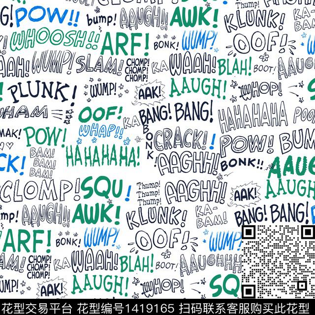 涂鸦字母卡通传统印花华亿平台下载（图片编号: 1419165） - 瓦栏（Walan）