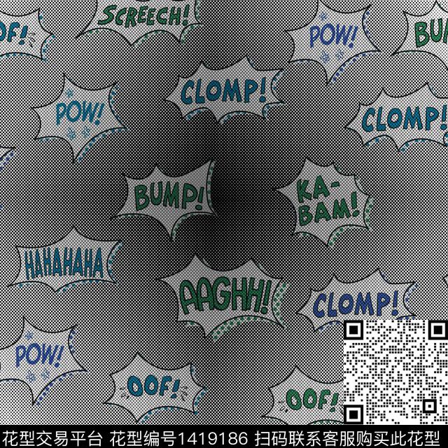 字母波点会话框数码印花华亿平台下载（图片编号: 1419186） - 瓦栏（Walan）