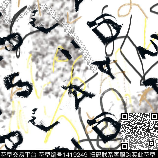 几何字母数码华亿平台数码印花华亿平台下载（图片编号: 1419249） - 瓦栏（Walan）