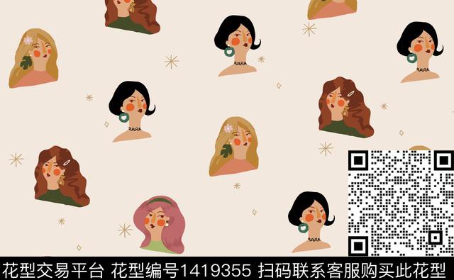 涂鸦动漫人物数码印花华亿平台下载（图片编号: 1419355） - 瓦栏（Walan）