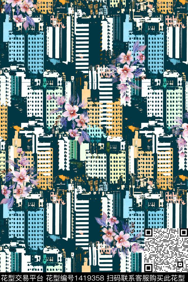 建筑几何大牌风传统印花华亿平台下载（图片编号: 1419358） - 瓦栏（Walan）