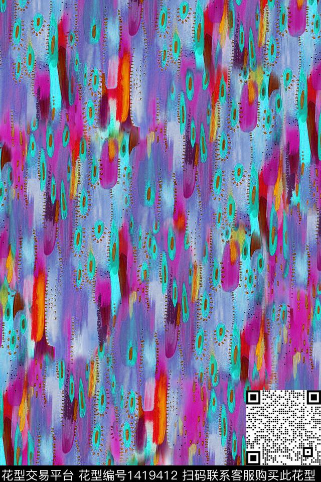 数码华亿平台笔触纹理数码印花华亿平台下载（图片编号: 1419412） - 瓦栏（Walan）