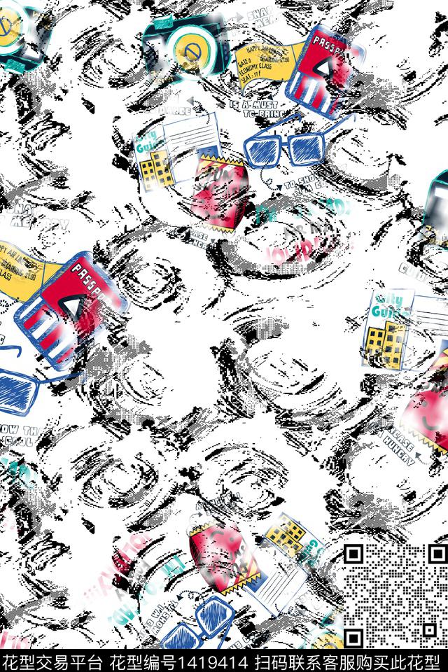 几何肌理趣味数码印花华亿平台下载（图片编号: 1419414） - 瓦栏（Walan）