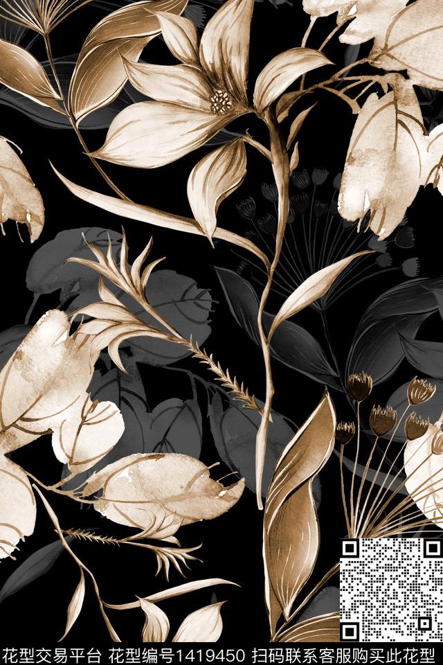 民族花卉复古花卉数码印花华亿平台下载（图片编号: 1419450） - 瓦栏（Walan）