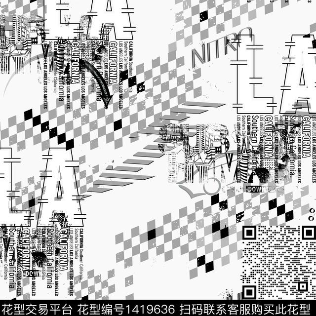 时尚简约字母数码印花华亿平台下载（图片编号: 1419636） - 瓦栏（Walan）