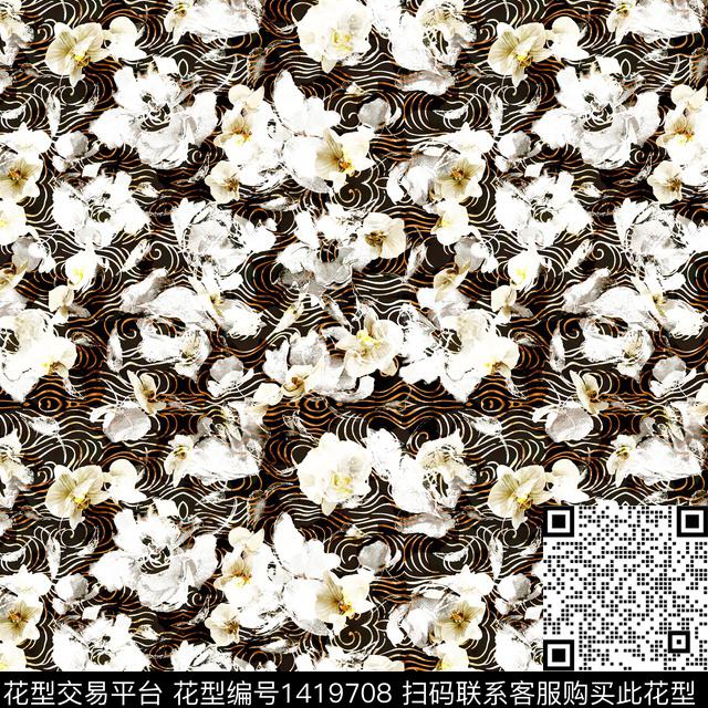 复古花卉热带华亿平台数码印花华亿平台下载（图片编号: 1419708） - 瓦栏（Walan）